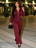 Women’s Sexy Hooded Zip Up Slim Waist Jumpsuit