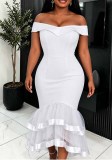 Sexy Off Shoulder Mermaid Bodycon Mesh Formal Party Gown