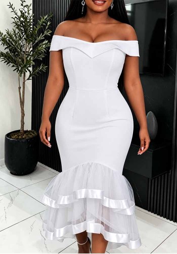 Sexy Off Shoulder Mermaid Bodycon Mesh Formal Party Gown