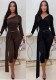 Women’s Solid Color Cowl Neck Slim Fit Top and Tie Detail Pants Set