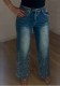 Women’s Fall Casual Beaded Straight Leg Denim Pants