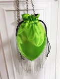 Women French Tassel Phone Bag Rhinestone Crossbody Shoulder Chain Handbag