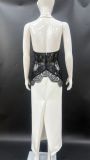 Women Sexy Halter Neck Patchwork Backless Lace Maxi Dress