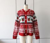 Women Casual Knitting Autumn Winter Red Elk Christmas Sweater