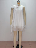 Women Spring African White Bow Dress