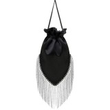 Women French Tassel Phone Bag Rhinestone Crossbody Shoulder Chain Handbag