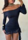 Women Sexy Off Shoulder Lace Trim Drawstring Bodycon Dress