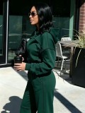 Women’s Plus Size Casual Zip Up Cropped Hoodie and Wide Leg Pants Set