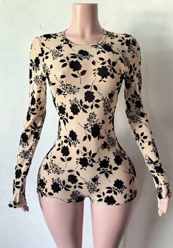 Women’s Fashion Jacquard Hollow Out Mesh Romper