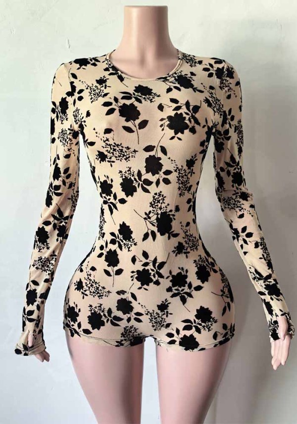 Women’s Fashion Jacquard Hollow Out Mesh Romper