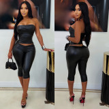 Women Strapless Sexy Stretchy Top and Pant Two Piece Set
