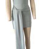 Women Cutout Halter Neck Sexy Sash Bodycon Dress