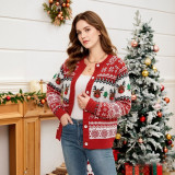Women Casual Knitting Autumn Winter Red Elk Christmas Sweater