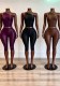 Women’s Slash Shoulder Solid Color Slim Fit High Stretch Knee Length Shorts Set