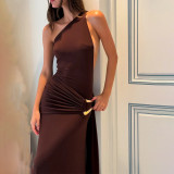 Women Slash Shoulder Sexy Backless Bodycon Dress