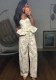 Women Spring Floral Sleeveless Ruffle Top and Long Pant Two Piece Set