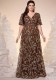 Plus Size Women V-Neck Mesh Embroidered Beaded Evening Dress for Wedding & Banquet