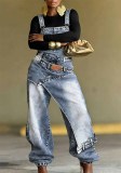 Women’s Summer Fashion Casual Layered Denim Overall Jumpsuit