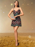 Women Autumn Winter Sexy V Neck Sequin Strap Dress