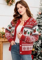 Women Casual Knitting Autumn Winter Red Elk Christmas Sweater Women Casual Knitting Autumn Winter Red Elk Christmas Sweater