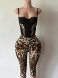 Women Sexy Boned Corset Tank Top and Capri Pant Two Piece Set