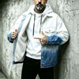 Men Gradient Faux Sherpa Denim Jacket