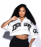 Women Short Sleeve Printed Crop Top
