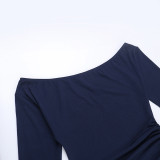 Women Sexy Off Shoulder Lace Trim Drawstring Bodycon Dress