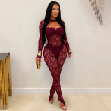 Women Sexy See-Through Lace Jumpsuit