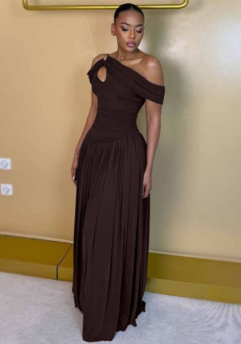 Women Summer Cutout Pleated Maxi Dress