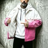 Men Gradient Faux Sherpa Denim Jacket