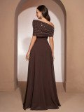 Women Solid Chiffon Beaded Patchwork Dress