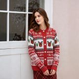 Women Casual Knitting Autumn Winter Red Elk Christmas Sweater