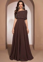 Women Solid Chiffon Beaded Patchwork Dress Women Solid Chiffon Beaded Patchwork Dress