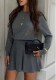 Women Autumn Winter Knitting Round Neck Top and Skirt Two Piece Set