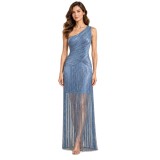 Women Sexy Bandage Tassel Off Shoulder Strap Formal Party Dress