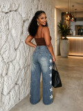 Women Side Star Denim Pant