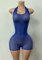 Women’s High Stretch Shiny Mesh Halter Neck See Through Bodycon Jumpsuit Women’s High Stretch Shiny Mesh Halter Neck See Through Bodycon Jumpsuit