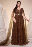 Plus Size Women V-Neck Cape Flutter Sleeve Beaded Lace Wedding Formal Party Evening Dress