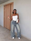 Women Washed Wide Leg Denim Pant