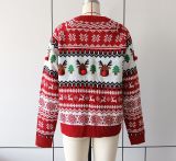 Women Casual Knitting Autumn Winter Red Elk Christmas Sweater