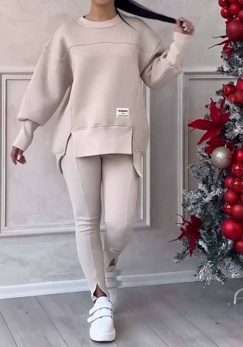 Women’s Asymmetric Long Sleeve Printed Hoodie and Pants Set