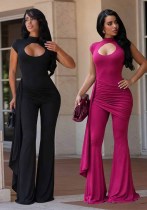 Women Cutout Pleated Wide Leg Sexy Jumpsuit Women Cutout Pleated Wide Leg Sexy Jumpsuit