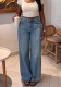 Women Side Sequin Bow Tie Wide Leg Denim Pant