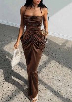 Women Strapless Ruched Slit Mermaid Maxi Dress Women Strapless Ruched Slit Mermaid Maxi Dress