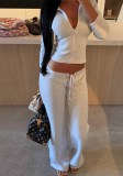 Women American Style Hoodies and Drawstring Bell Bottom Sweatpants Two Piece Set