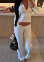 Women American Style Hoodies and Drawstring Bell Bottom Sweatpants Two Piece Set Women American Style Hoodies and Drawstring Bell Bottom Sweatpants Two Piece Set