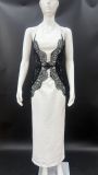 Women Sexy Halter Neck Patchwork Backless Lace Maxi Dress