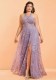 Women Formal Party Halter Neck Lace Slit Evening Dress for Wedding & Banquet