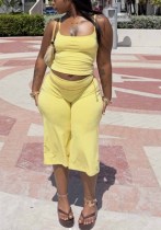 Women’s Sexy Solid Color Cropped Strap Top and Matching Shorts Set Women’s Sexy Solid Color Cropped Strap Top and Matching Shorts Set